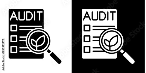 Green Audit Icon Set White Style Collection
