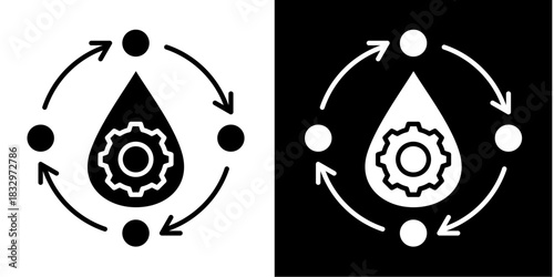 Water Management Icon Set White Style Collection
