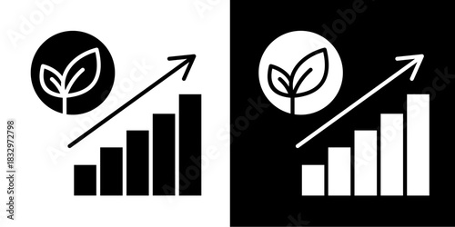 Sustainable Growth Icon Set White Style Collection

