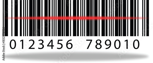 Barcode with Red neon line glowing isolated on transparent background. Vector icon.