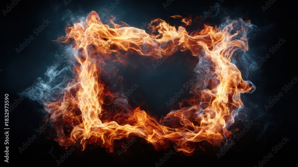 Fototapeta premium An artistic representation of vibrant flames and swirling smoke, creating a dynamic visual that captures the essence of energy, transformation, and intensity.