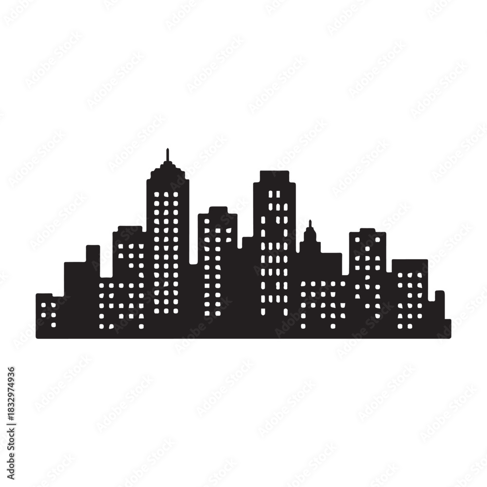 Fototapeta premium City skylines, silhouette of the city. Cityscape with buildings, Modern city with layers