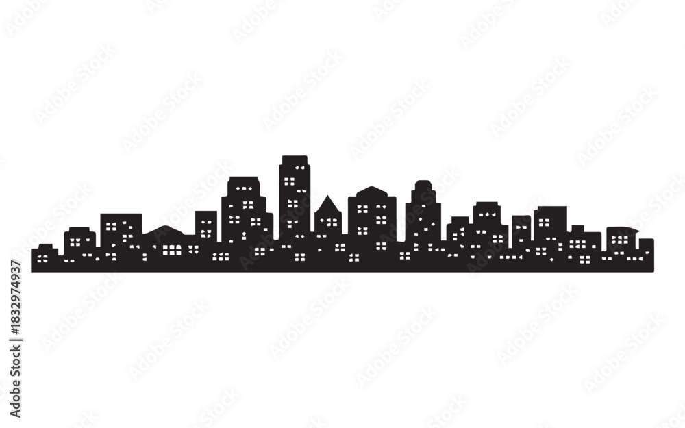 Obraz premium City skylines, silhouette of the city. Cityscape with buildings, Modern city with layers 