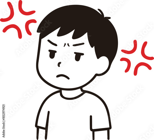 イライラして、怒っている男性のイラスト