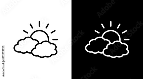 Partly Cloudy  White Icon Set Design
