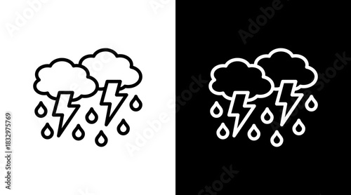 Thunderstorm  White Icon Set Design