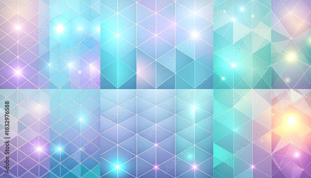 Obraz premium Stunning geometric background with vibrant pastel colors and sparkling lights, perfect for modern designs and creative projects that demand attention.
