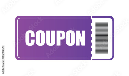 Purple coupon with barcode for discounts and savings