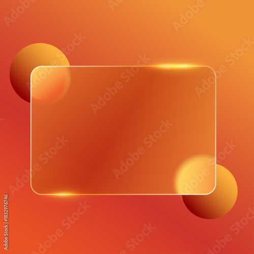 Vector text frame with glass effect on orange background
