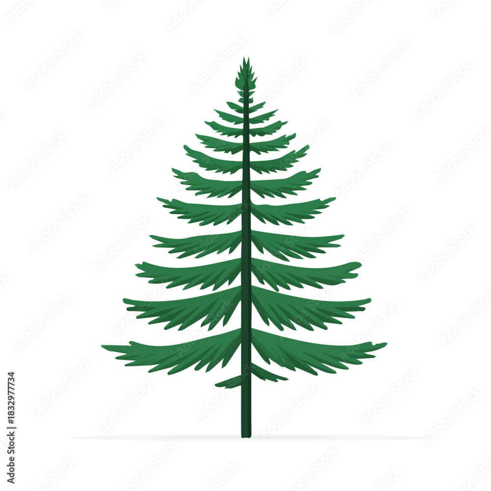 Fototapeta premium Simple_flat_2D_icon_fir_tree_branch_isolated_on_a_white_Christmas set collection