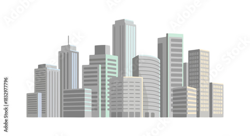 Modern Cityscape Skyline with Numerous Tall Buildings, representing urban development and metropolitan areas