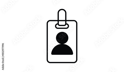 Simple icon of a vertical identification card with a person silhouette
