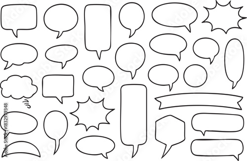 Speech Bubbles Collection: A versatile array of diverse speech bubble designs, providing creative elements for adding text or conveying thought in art or design.