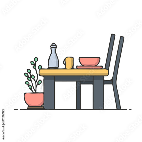 Simple_flat_2D_icon_holiday_table_setting_isolated