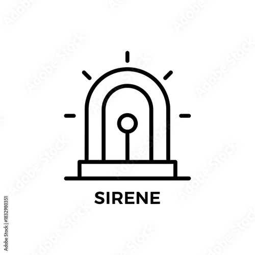 A simple black and white line art icon of a siren with the word 'SIRENE' below it, perfect for alerts and notifications