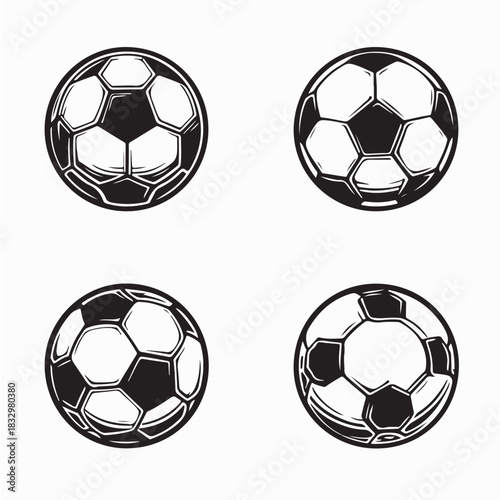 Soccer Ball Set Vector Image Isolated On White Background 