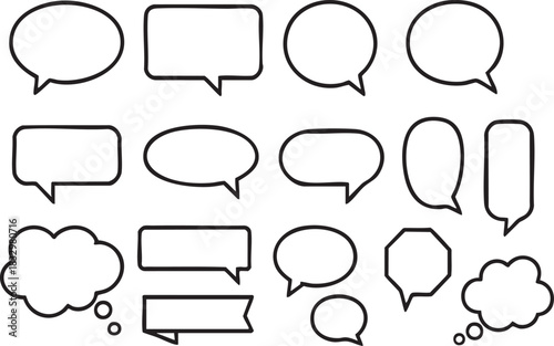 Communication Bubbles: A variety of speech bubbles showcase the diverse ways messages are conveyed. Perfect for illustrating dialogue, thoughts, and ideas.