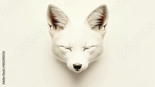 Artistic representation of white fox faces against a simple backdrop showcasing beauty and symmetry