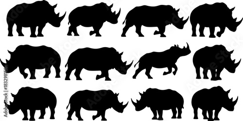 Rhino Silhouette Vector Collection