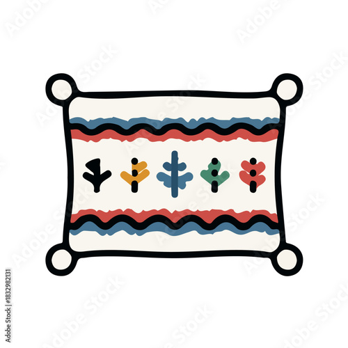 Simple_flat_2D_icon_knitted_festive_pillow_isolated_Christmas set collection