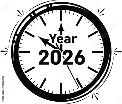 Bold 2026 year countdown clock graphic, representing future progress and new beginning concepts