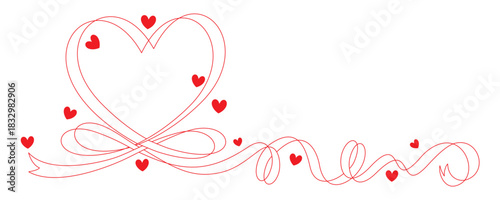 red line art style illustration forming a heart vector.eps