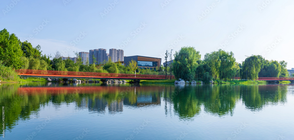 Obraz premium The natural scenery of Chengdu Jincheng Lake Park