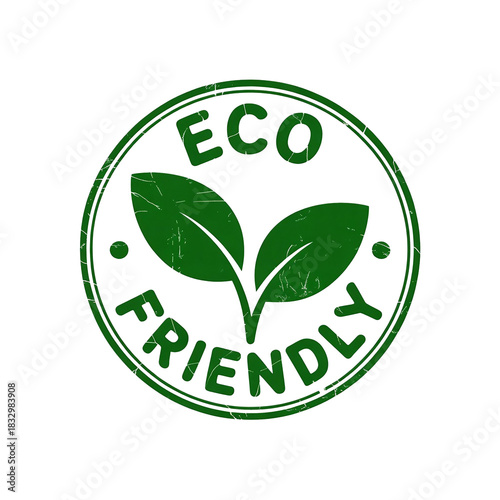 Green Eco-Friendly Badge with Leaf Icon