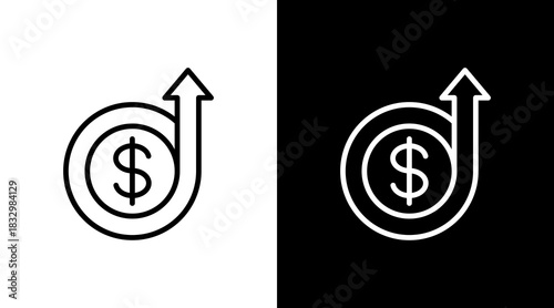 Dollar Up  White Icon Set Design