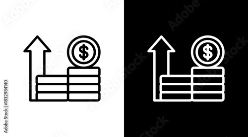 Coin Stack Growth  White Icon Set Design
