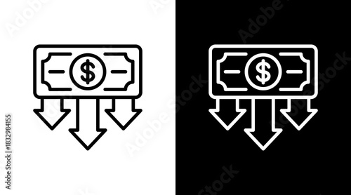 Currency Decline  White Icon Set Design