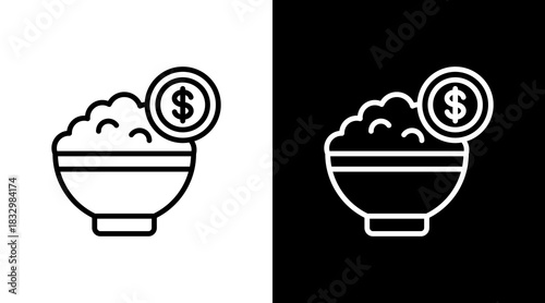 Food Price  White Icon Set Design