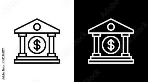 Central Bank  White Icon Set Design