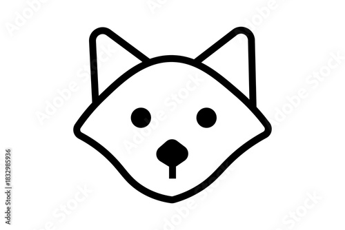 This is a simple, black and white line art illustration of a canine head, most likely representing a fox or wolf.