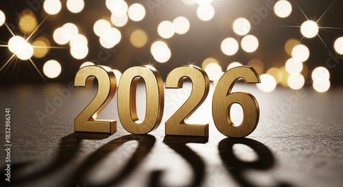 Year 2026 celebration with bokeh lights