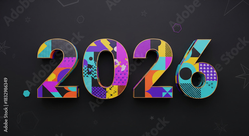 Year 2026 colorful design