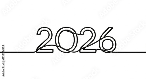 Year 2026 line art