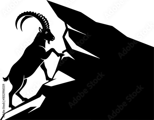 Mountain Goat Climbing Steep Cliff Silhouette