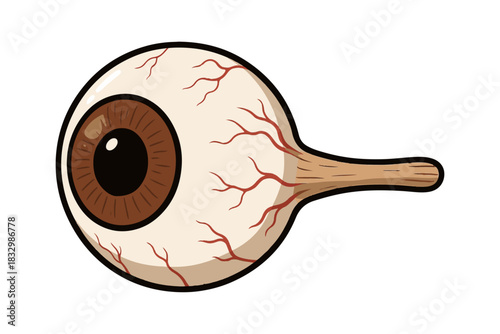 Detailed Illustration of a Human Eyeball with Vascular Network, Medical Visualization
