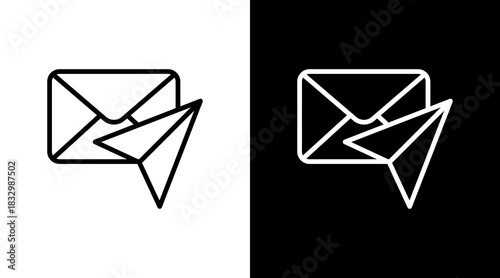 Send Message  White Icon Set Design