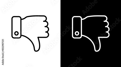 Thumbs Down  White Icon Set Design