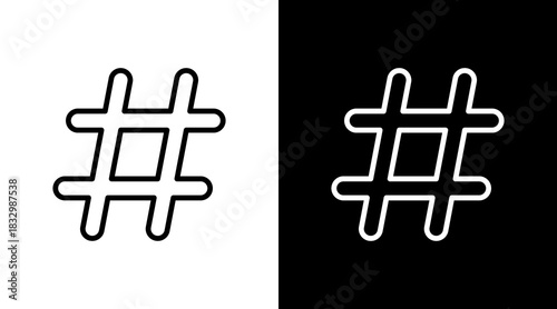Hashtag Symbol  White Icon Set Design