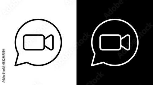 Video Call  White Icon Set Design