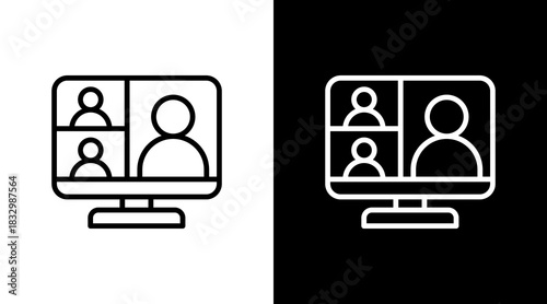 Online Meeting  White Icon Set Design