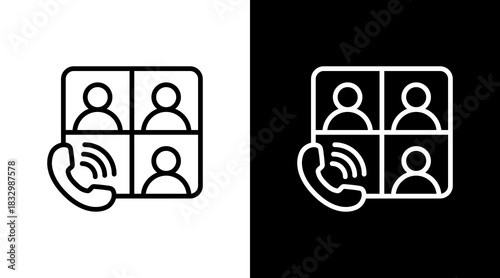 Conference Call  White Icon Set Design