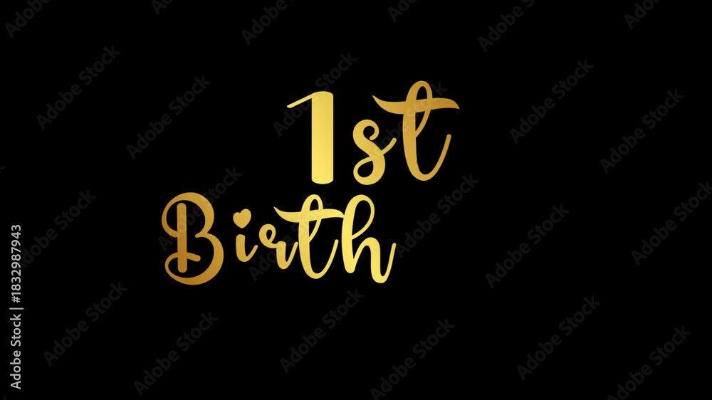 1st birthday text word cursive elegant handwritten video animation ...