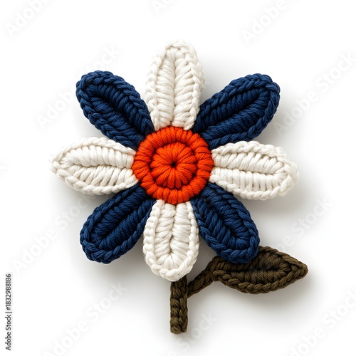 3D Rendered Crochet Flower on White Background