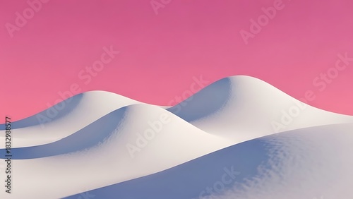 Fototapeta Naklejka Na Ścianę i Meble -  Abstract white dunes against vibrant pink sky background sand
