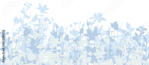Spring glade banner in pastel tender colors. Clip art, basis element on white background
