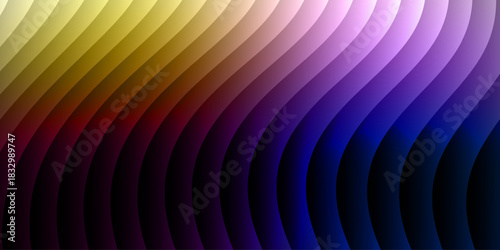 Neon glass spiral wave of transparent lines with blue brown gradient on dark 3d background. Abstract dna structure for science technology design. Futuristic graphic render wallpaper. 3D illustration